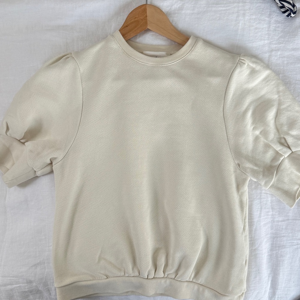 ba&sh Tael cream puff short sleeve sweatshirt - Picture 3 of 8